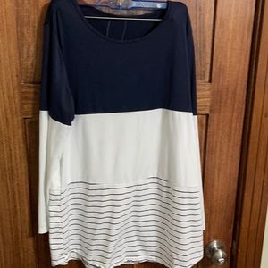 Women’s navy blue and white blouse
